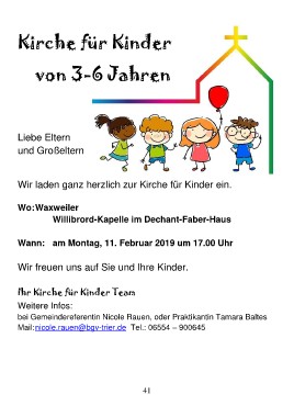 Page 41 Pfarrbrief 1 2019 Aktuell